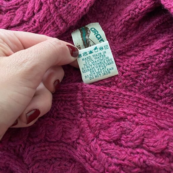 Aran Crafts Hooded Cardigan Sweater Cable Knit 100% Wool Ireland Girls 4-5 - Picture 5 of 5